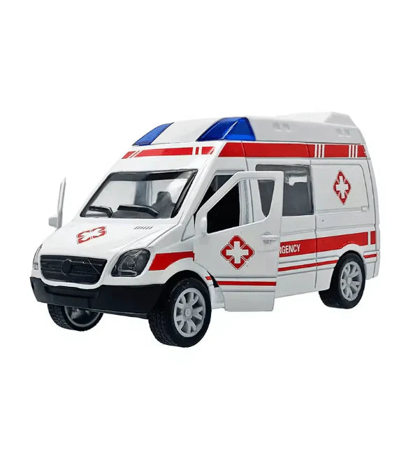 Classic Emergency Ambulance Toy Car for Kids - Realistic Rescue Vehicle